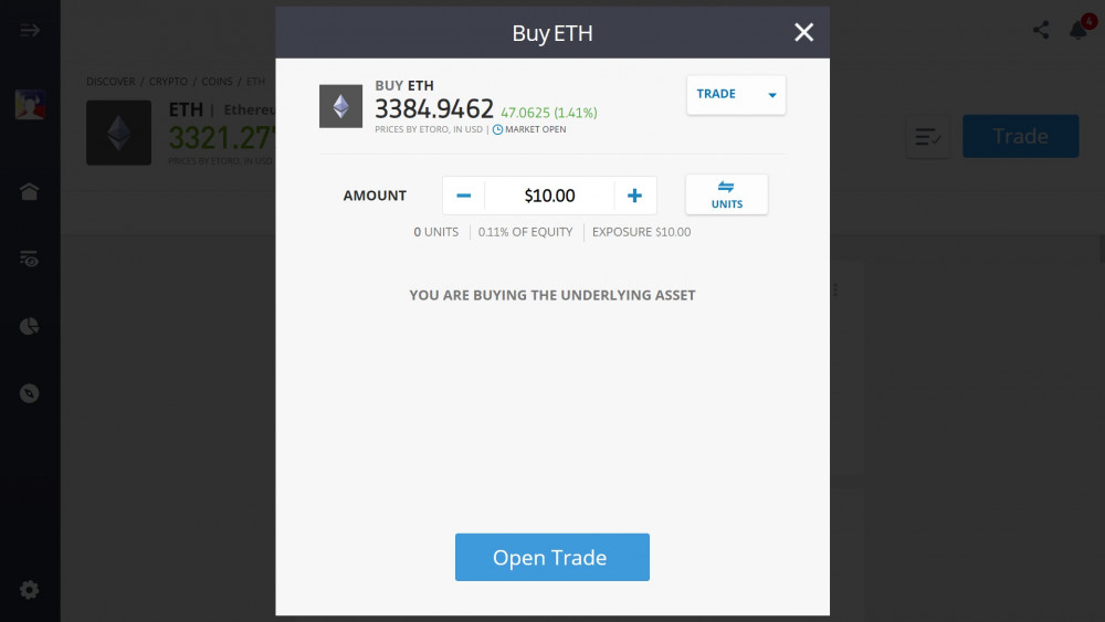 Buying Ethereum (ETH) on eToro's platform